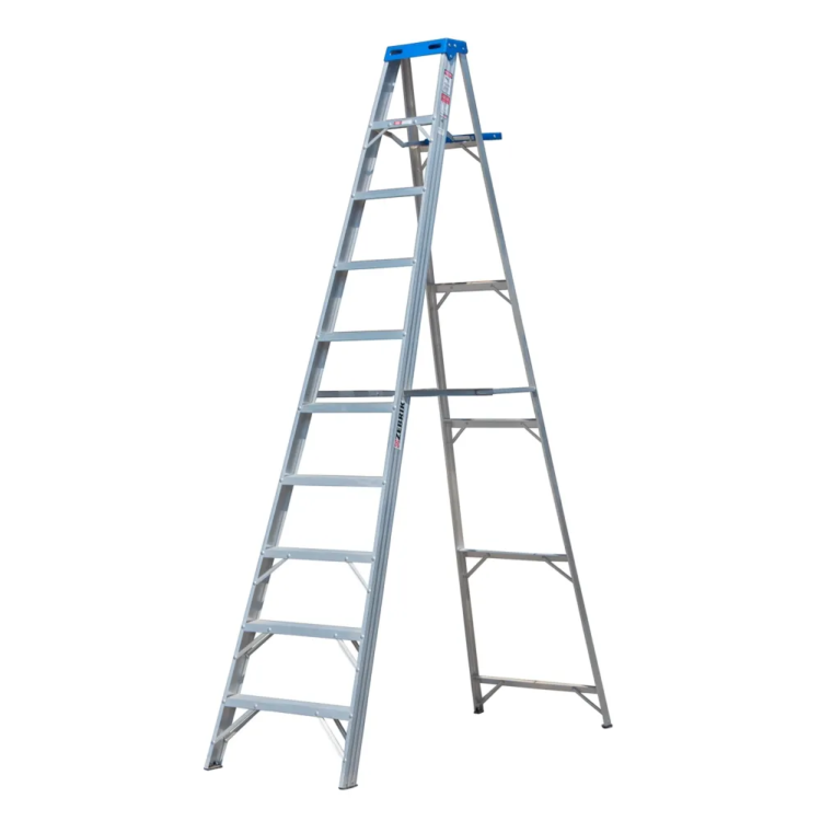 ESCALA TIJERA ALUMINIO MESETA PLÁSTICA 10 PELDAÑOS ALTO 3.04 M R-136KG/ZEBRIK