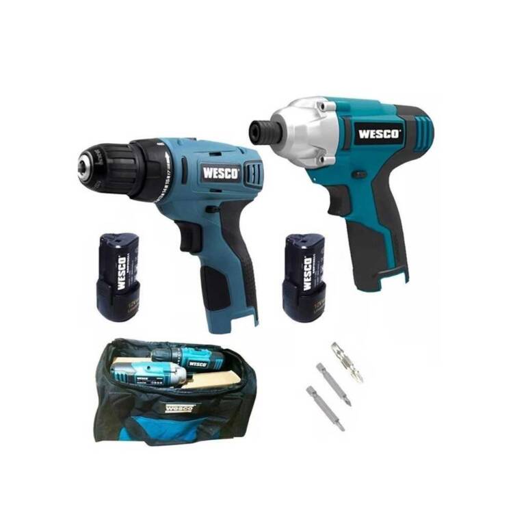 KIT TALADRO + ATORNILLADOR DE IMPACTO 12V WS1000K2 WESCO