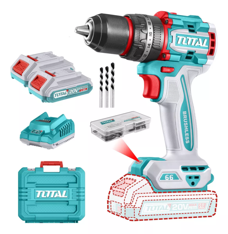 TALADRO ATORNILLADOR PERCUTOR INALÁMBRICO 20V TIDLI20602 TOTAL